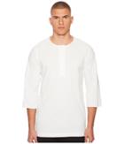 Adidas Y-3 By Yohji Yamamoto Stripe Henley Tee (core White) Men's T Shirt