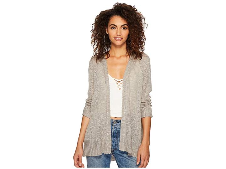 Jack By Bb Dakota Houston Slub Knit Sweater With Wide Rib Hem (ghost Grey) Women's Sweater