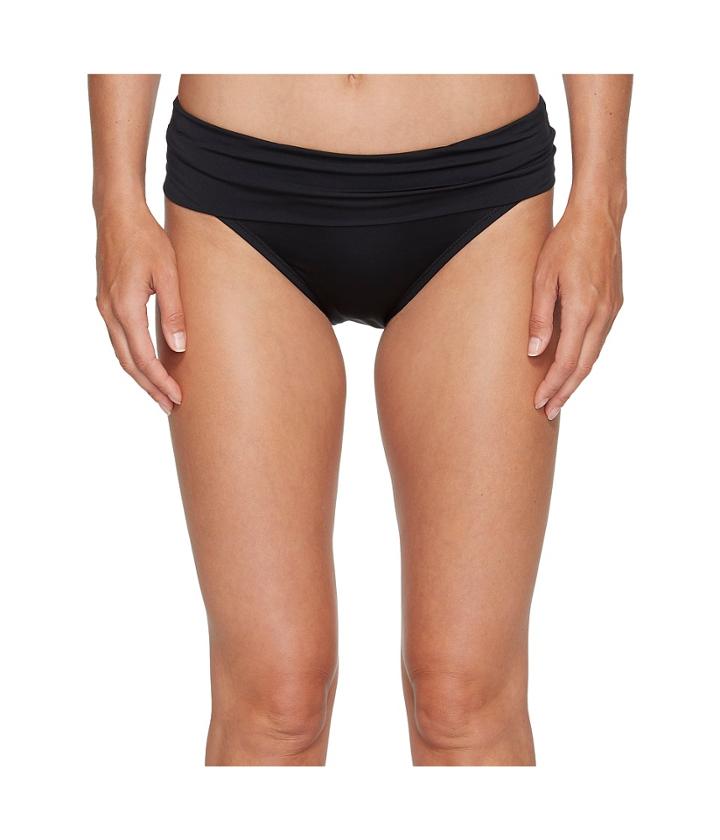 Jantzen Solid Shirred Waist Bottom (black) Women's Swimwear