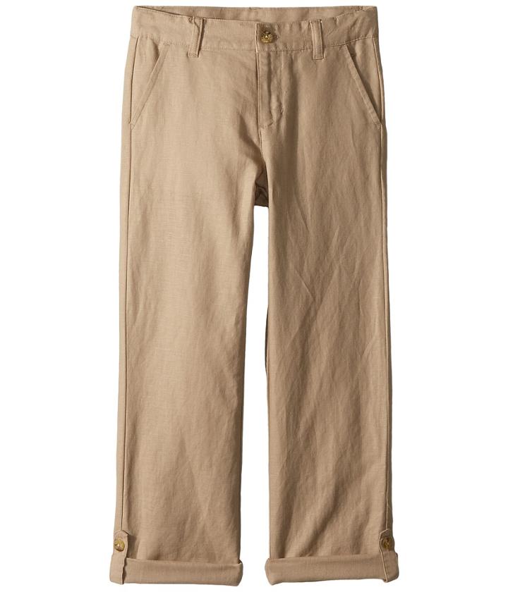 Janie And Jack Linen Roll-up Pants (toddler/little Kids/big Kids) (khaki) Boy's Casual Pants