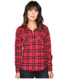 Roxy Squary Cool Long Sleeve Flannel Shirt (scotty Combo Pristine) Women's Clothing