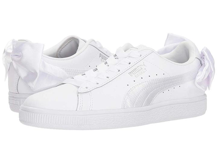 Puma Kids Basket Bow Jr (big Kid) (white) Girls Shoes
