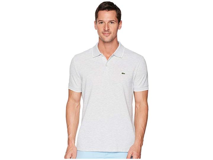 Lacoste Short Sleeve Solid Textured Slub Pique Regular (white) Men's Short Sleeve Pullover