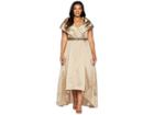 Adrianna Papell Plus Size Silky Taffeta High-low Shawl Gown (antique Bronze) Women's Dress