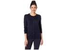 Lacoste Long Sleeve Crew Neck Cardigan W/ Pocket (navy Blue) Women's Sweater