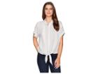 Mod-o-doc Printed Rayon Tie-front Shirt (grey Stripe) Women's Short Sleeve Button Up