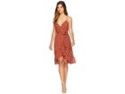J.o.a. Ruffled Midi Wrap Dress (mahogany) Women's Dress