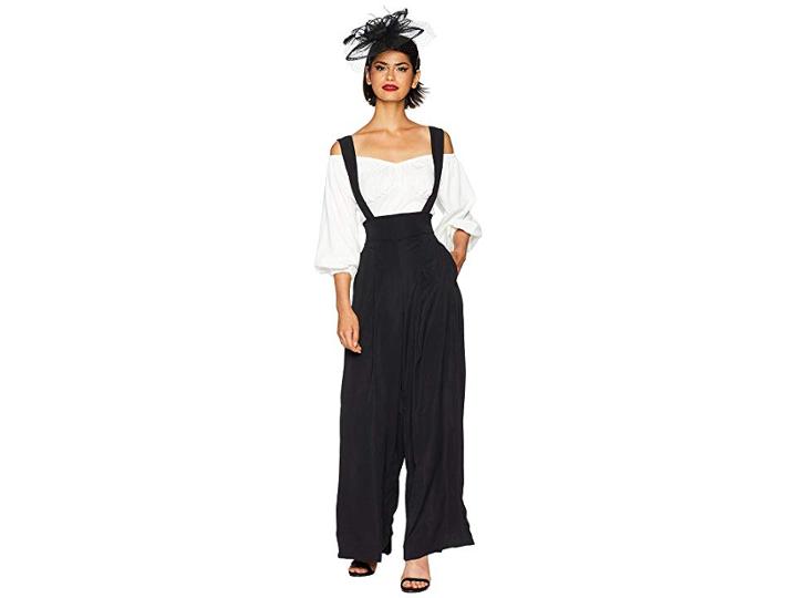 Unique Vintage High-waisted Wide Leg Rochelle Suspender Pants (black) Women's Casual Pants