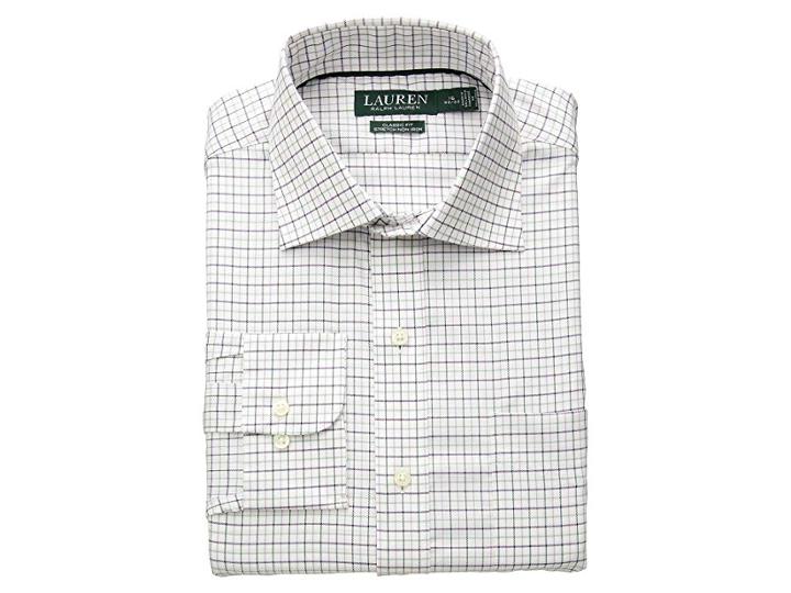 Lauren Ralph Lauren Classic Fit Non Iron Stretch Twill Dress Shirt (iris/bisque) Men's Long Sleeve Button Up