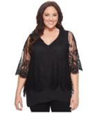 Karen Kane Plus Plus Size Lace Overlay Asymmetric Top (black) Women's Clothing