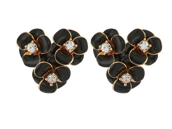 Kate Spade New York Shine On Flower Cluster Studs Earrings (black) Earring