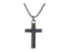 Steve Madden 18 Stone Duo Cross Pendant Necklace In Stainless Steel (black/silver) Necklace