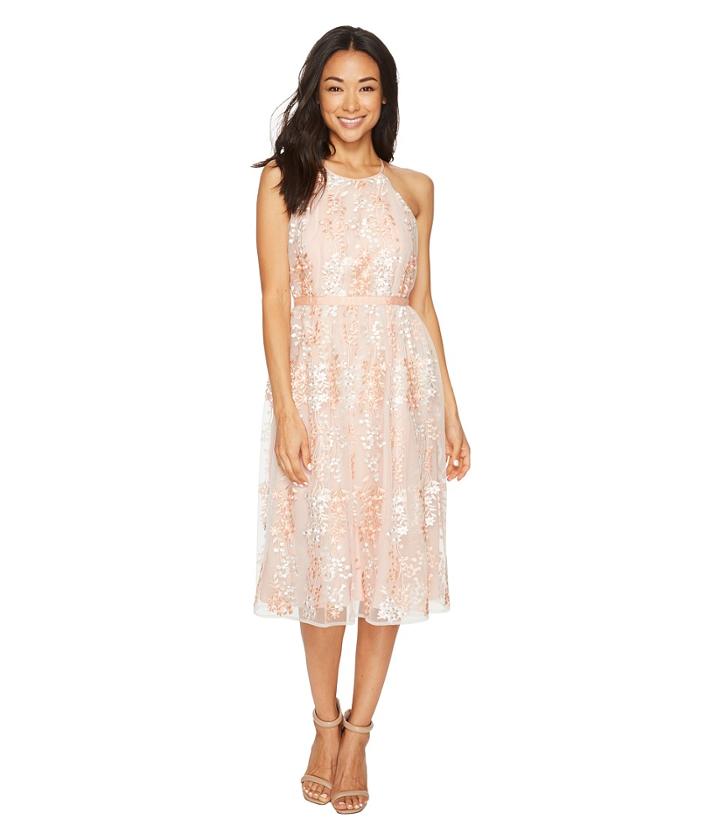 Maggy London Trailing Daisy Mesh Halter Dress (blush/cream) Women's Dress