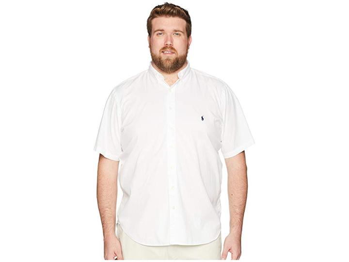 Polo Ralph Lauren Big Tall Garment Dyed Chino Short Sleeve Sport Shirt (white) Men's Clothing
