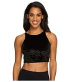 Onzie Sleeveless Crop Top (black Crushed Velvet) Women's Sleeveless