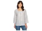 Dylan By True Grit Classic Stripe Lace-up Shirt (grey/white) Women's Long Sleeve Pullover