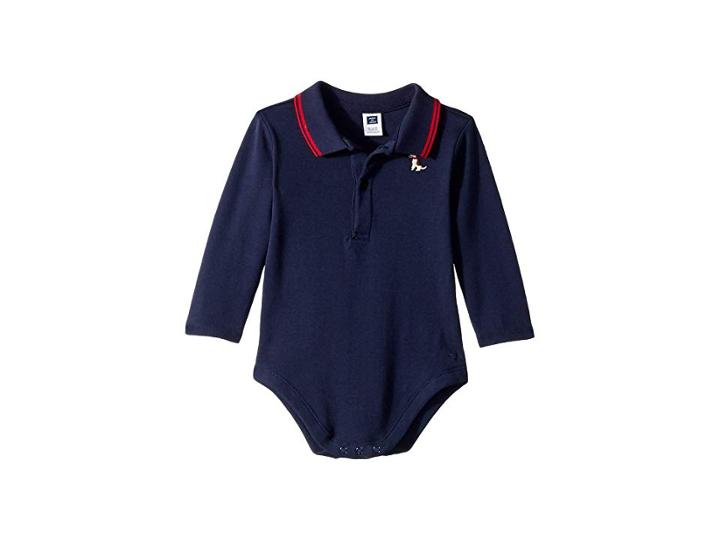 Janie And Jack Long Sleeve Polo Bodysuit (infant) (navy Dog) Boy's Jumpsuit & Rompers One Piece