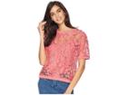Juicy Couture Soft Woven Hibiscus Lace Top (frozen Strawberry Hibiscus) Women's Clothing