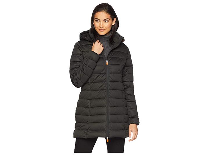 Save The Duck Long Stretch Basic (green/black) Women's Coat