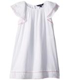 Polo Ralph Lauren Kids Cotton Flutter-sleeve Dress (little Kids) (white) Girl's Dress