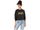Juicy Couture Jxjc Gold Foil Logo Pullover (pitch Black) Women's Clothing