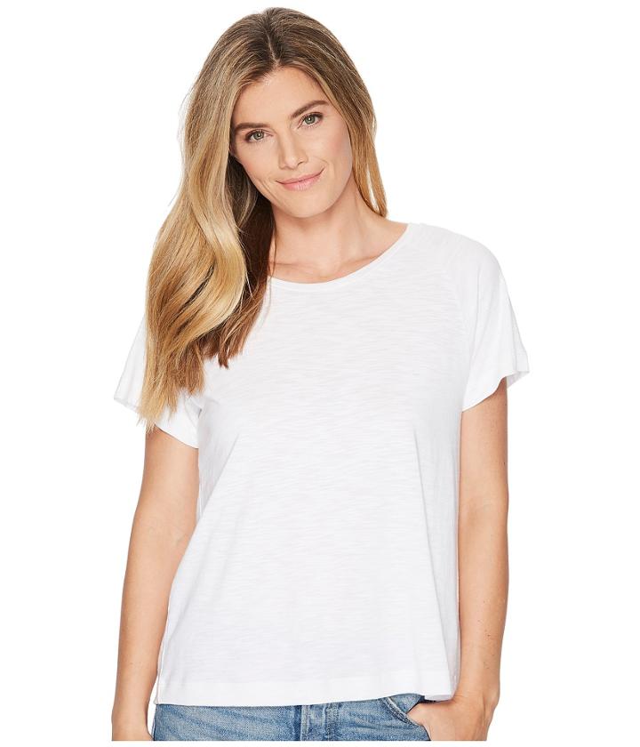 Lilla P Short Sleeve Pleat Back (white) Women's Clothing