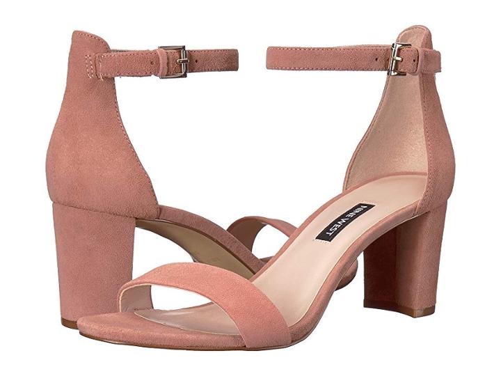 Nine West Pruce Block Heel Sandal (pink Suede) High Heels