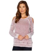 Allen Allen Cold Shoulder Sweatshirt (sangria) Women's Long Sleeve Pullover