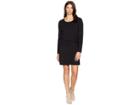 Mod-o-doc Cotton Modal Spandex Jersey Long Sleeve Dress With Twisted Hem Overlay (black) Women's Dress