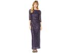 Marina 3/4 Sleeve Sequined Gown W/ Cowl Back (plum) Women's Dress