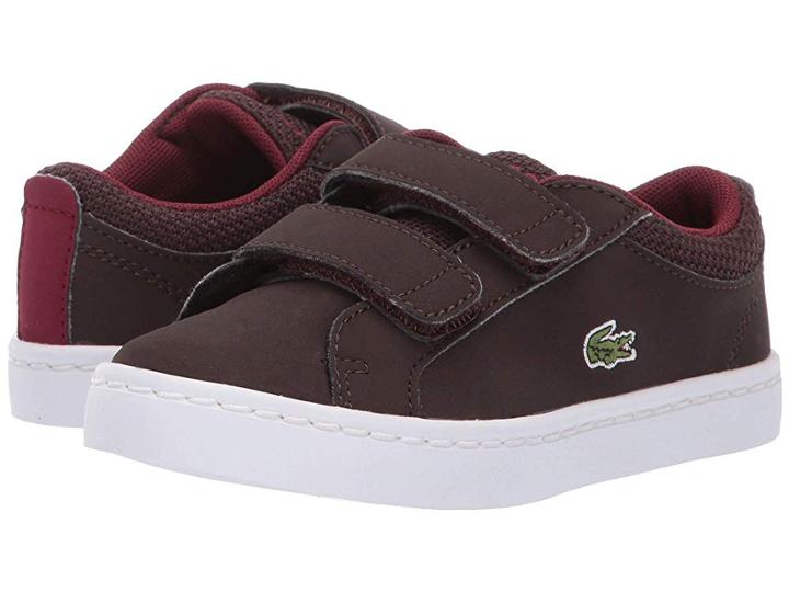 Lacoste Kids Straightset (toddler/little Kid) (dark Brown/dark Red) Kids Shoes