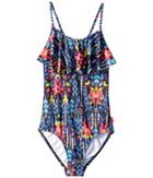 Seafolly Kids Mexicana Fiesta Ruffle Tank One-piece (big Kids) (multi) Girl's Swimsuits One Piece