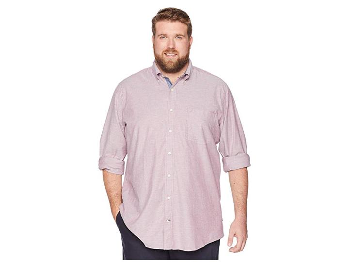 Nautica Big & Tall Big Tall Stretch Oxford Shirt (barolo) Men's Long Sleeve Pullover