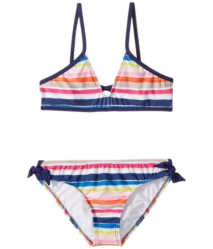 Splendid Littles Watercolor Horizon Bralette Hipster W/ Ties (big Kids) (multi) Girl's Swimwear Sets