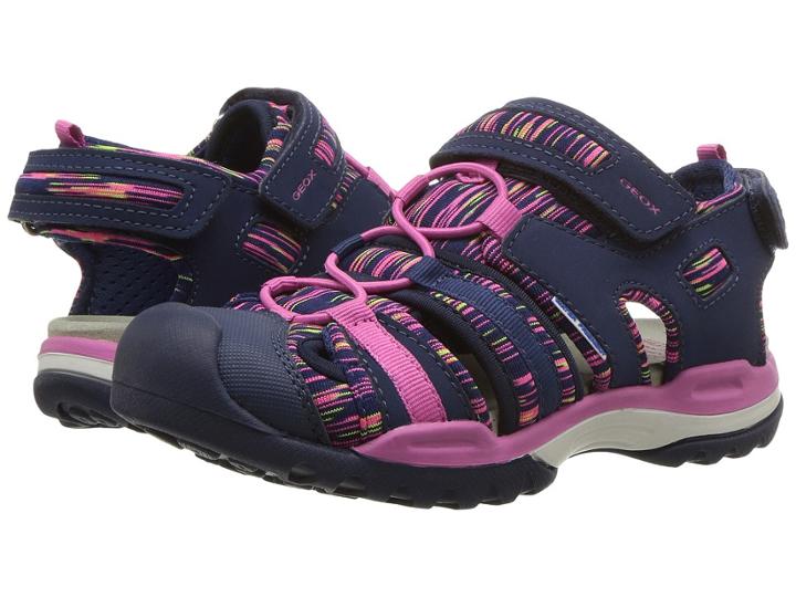 Geox Kids Borealis 8 (little Kid/big Kid) (navy/fuchsia) Girl's Shoes
