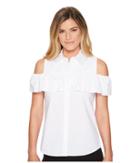 Calvin Klein Cold Shoulder Ruffle Blouse (soft White) Women's Blouse