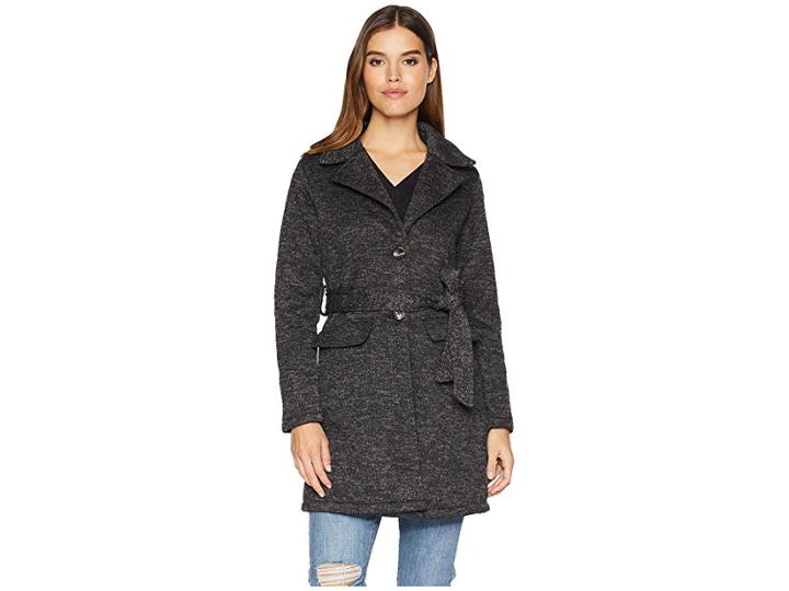 Steve Madden Fleece Trench (charcoal Heather) Women's Coat