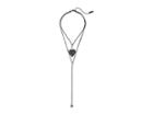 Steve Madden Jeweled Caviar Heart 2 Layer Lariat Necklace (white/gunmetal-tone) Necklace