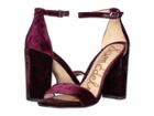 Sam Edelman Yaro Ankle Strap Sandal Heel (rasberry Wine Velvet) Women's Dress Sandals