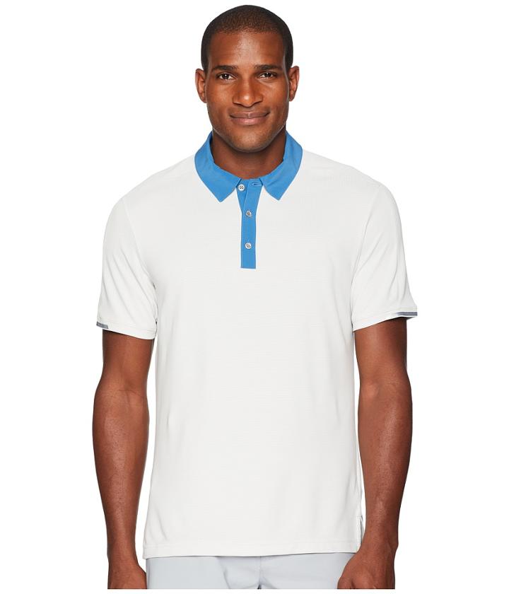 Adidas Golf Climachill(r) Iconic Polo (grey One/trace Royal) Men's Clothing