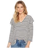 Jack By Bb Dakota Sofonis Striped Rib Knit Ruffle Top (ivory) Women's Clothing