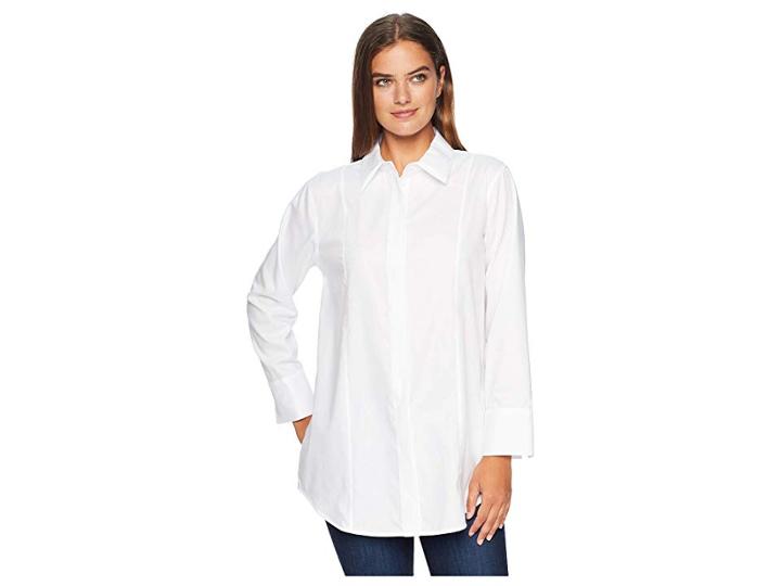 Calvin Klein Button Down Wrinkle Free Top (white) Women's Clothing