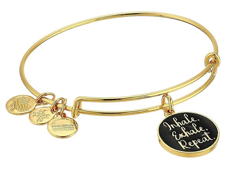Alex And Ani Words Are Powerful Inhale Exhale Repeat Bangle (shiny Gold) Bracelet