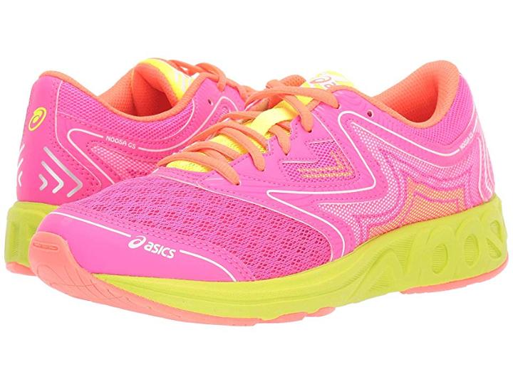Asics Kids Noosa Gs (big Kid) (pink Glo/flash Yellow) Girls Shoes