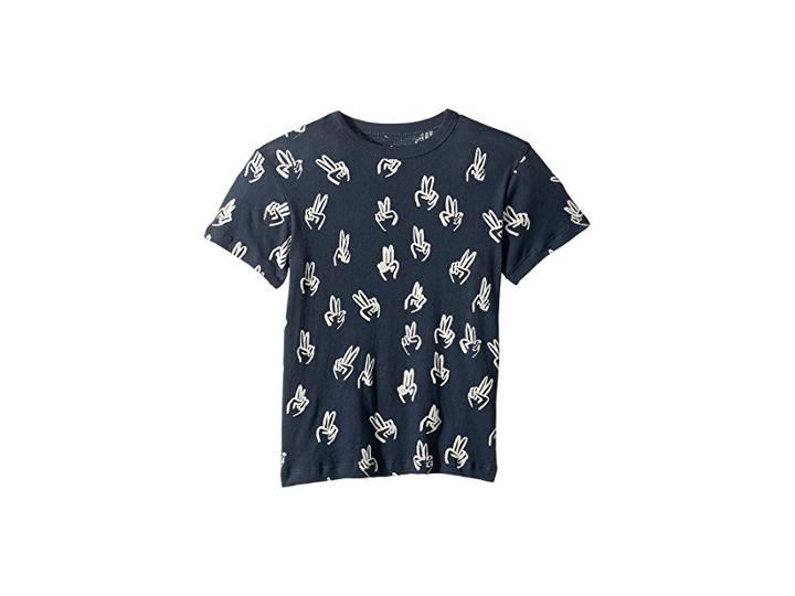 Chaser Kids Extra Soft Cotton All Over Peace Sign Print Short Sleeve Tee (little Kids/big Kids) (shark) Boy's T Shirt
