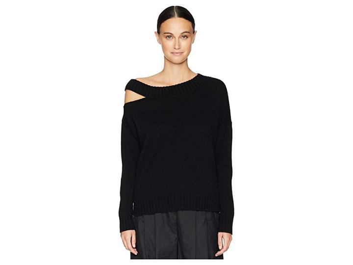 Vince Off Shoulder Pullover (black) Women's Clothing
