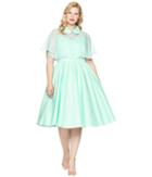 Unique Vintage Plus Size Luna Swing Dress Mesh Capelet (mint) Women's Dress