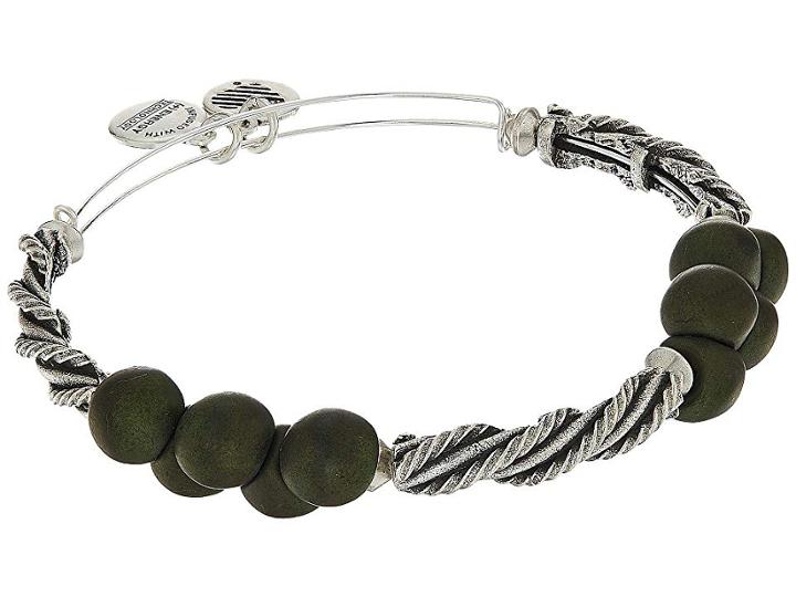 Alex And Ani Spirit Spiral Bangle (forest/rafaelian Silver) Bracelet