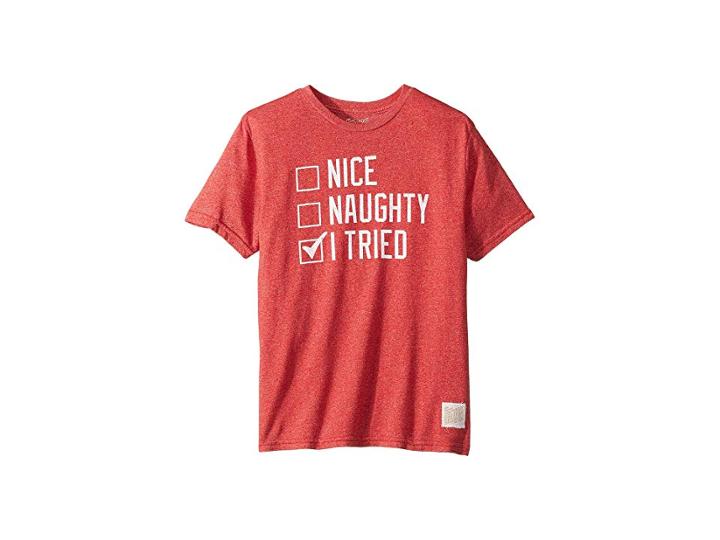 The Original Retro Brand Kids Nice Naughty I Tried Mocktwist Tee (big Kids) (mocktwist Red) Boy's T Shirt