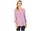 Bobeau V-front Roll Tab (mauve Orchid) Women's T Shirt